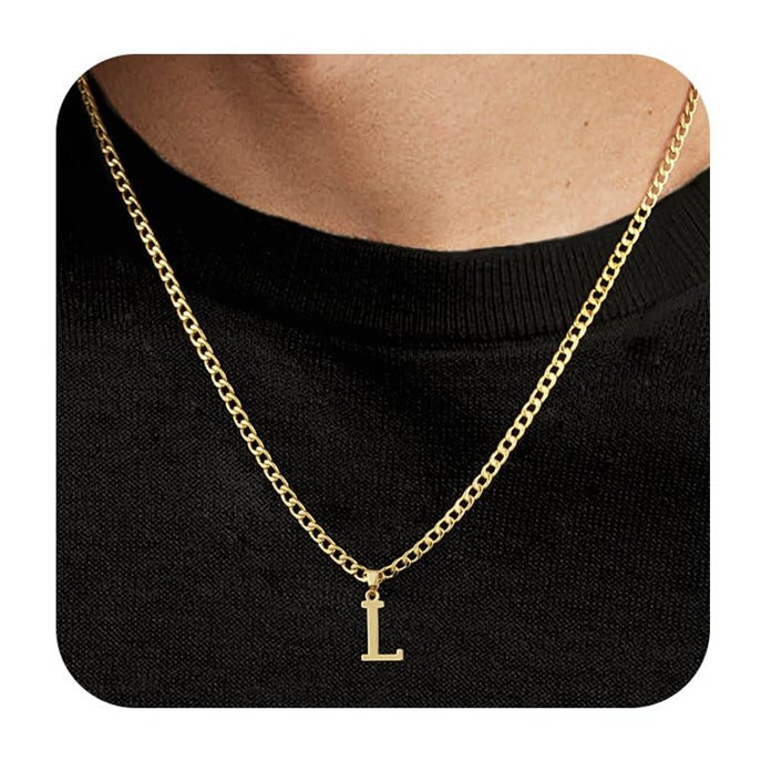 Capital Letter Pendant Necklace Chain Unisex