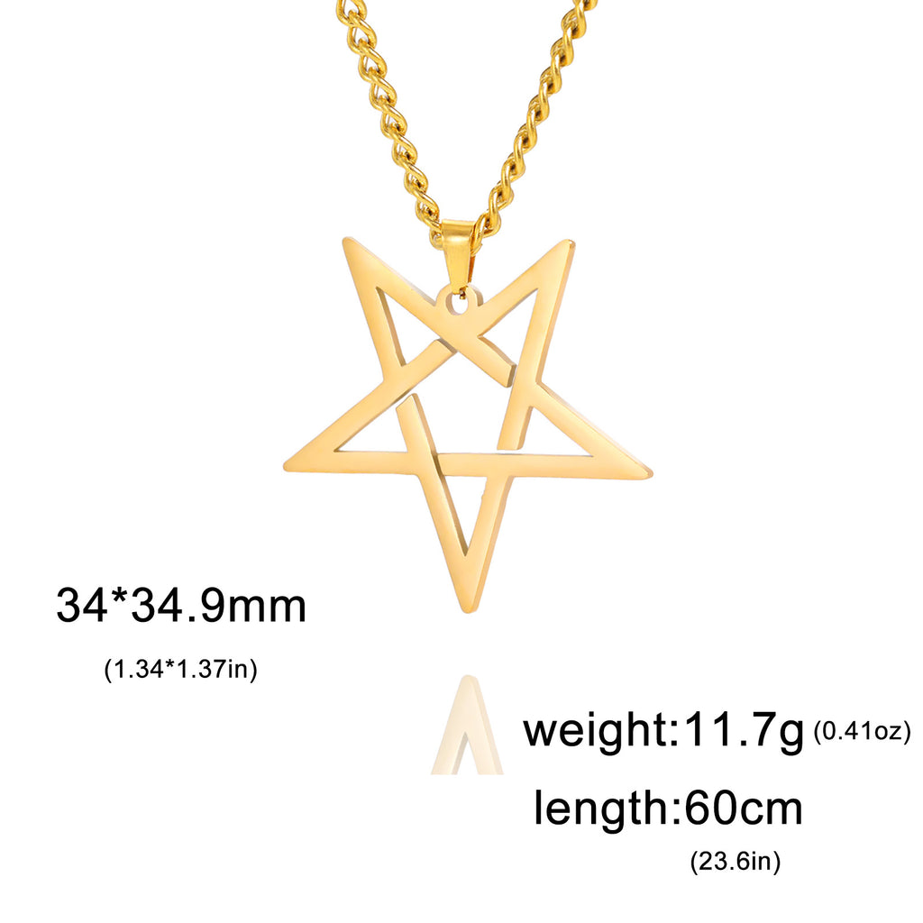 Titanium Steel Cut Hollow Irregular Pentagram Pendant 304 Stainless Steel Necklace