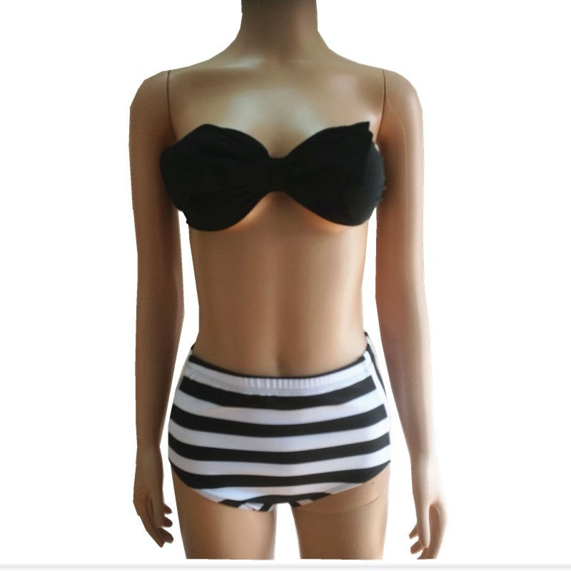 Parent-Child Beach Bikini Printed Striped Split Swimsuit