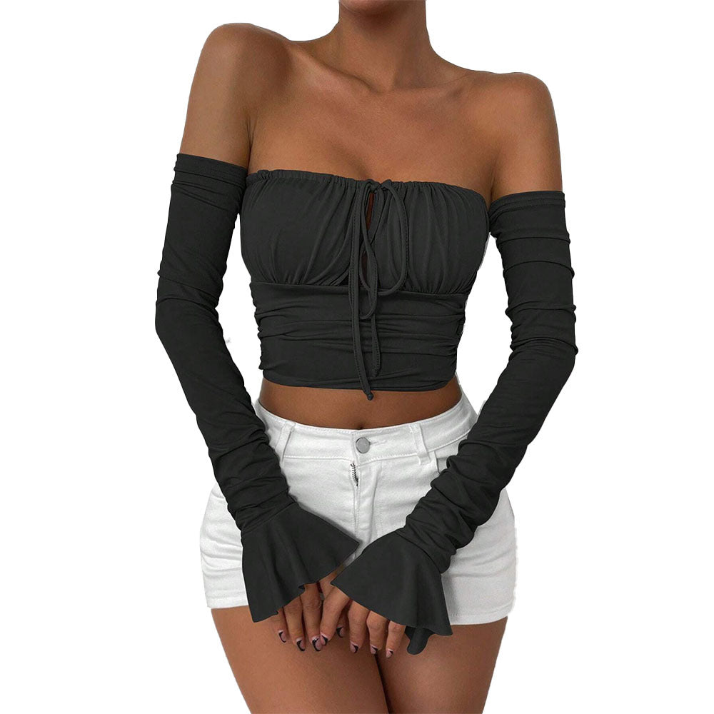 Women's Fashion Sexy Style T-shirt, Unique Design Sense, Niche Bustier Short Top For Autumn And Winter