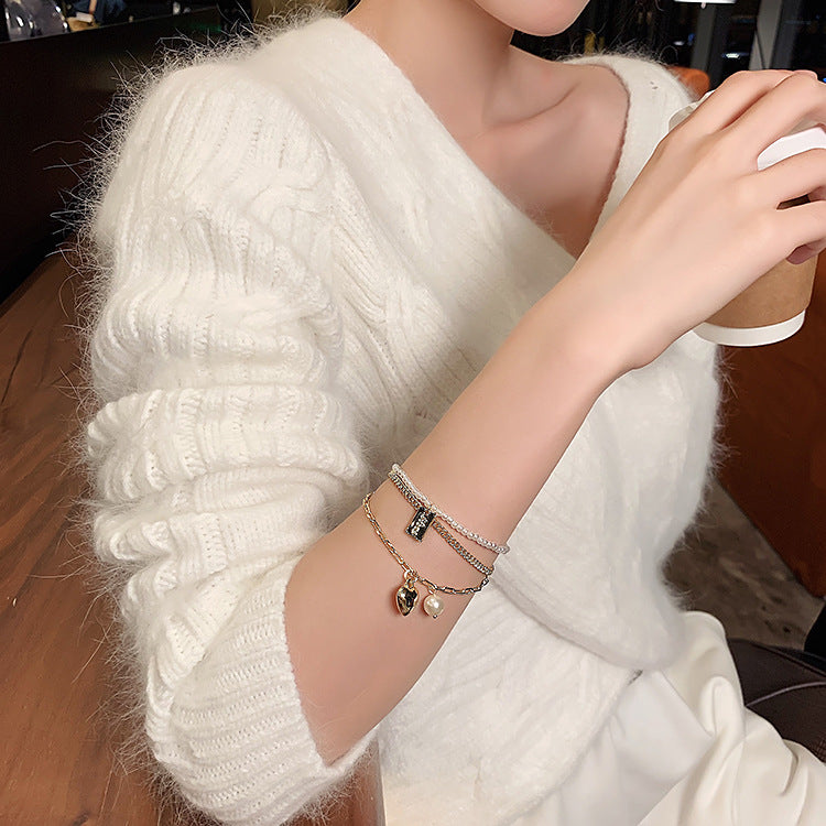 Temperament Love Brand Multilayer Bracelet Pearl Bracelet