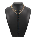 Fashionable All-match Y-shaped Necklace Full Diamond Back Chain Super Shiny Light Luxury Double Layer Necklace