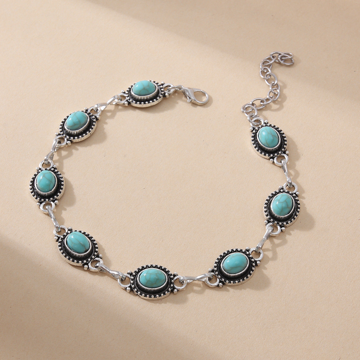 Simple All-match Retro National Style Anklets Beach Holiday Fashion Metal Alloy Turquoise Foot Ornaments