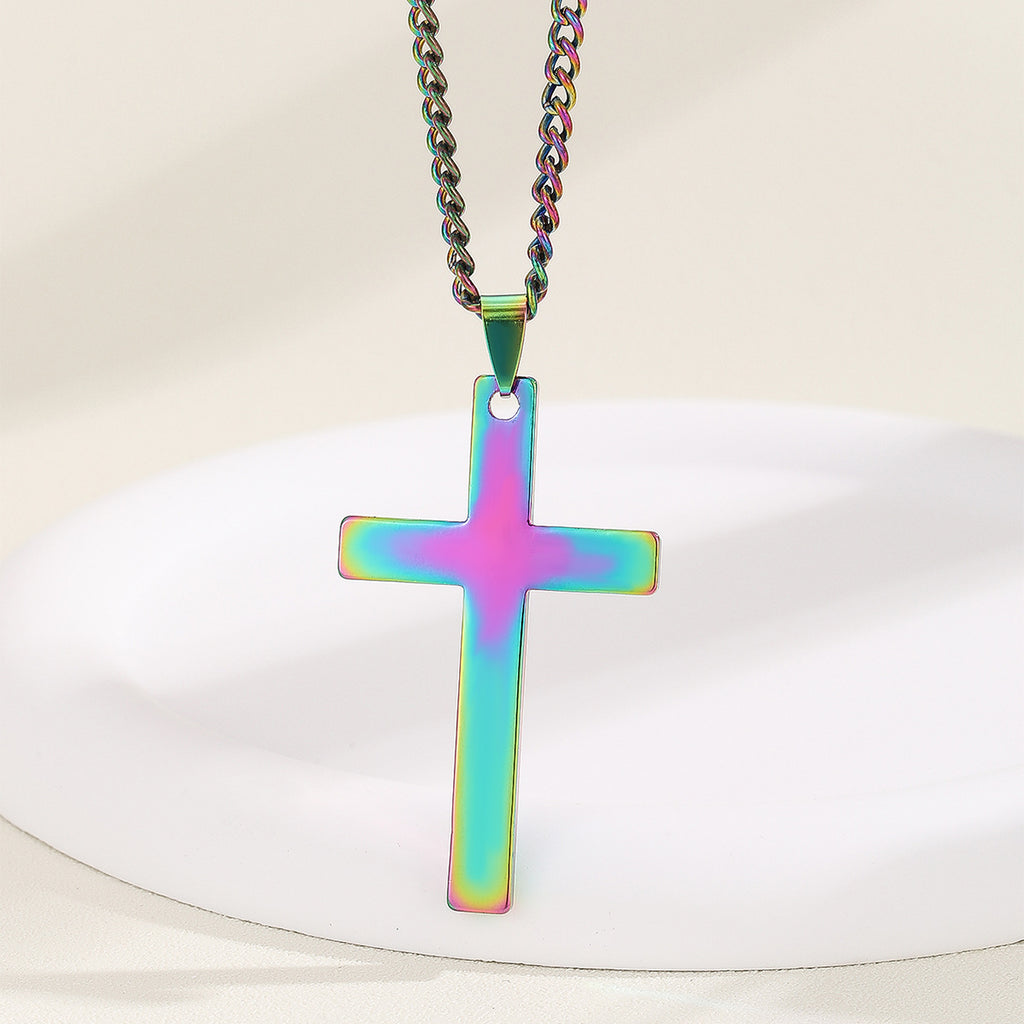 Stainless Steel Cross Shelf Men's Necklace